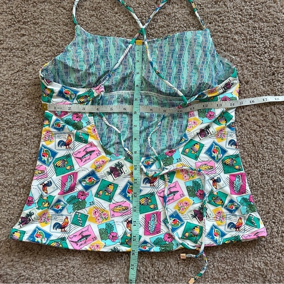 Vera Bradley Stamp Pattern Blue Green Back Tie Sleeveless Top Size Large (12/14) - Picture 8 of 8